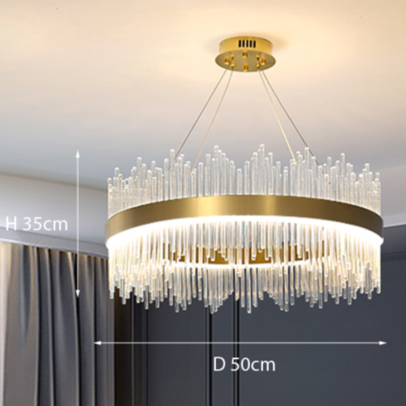 Pematud Modern Round/Rectangular Chain Chandelier, Gold