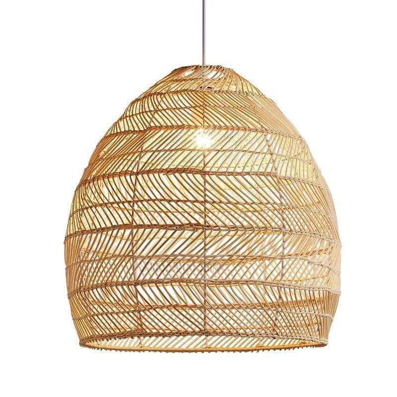 Lixi Rattan Bamboo Lampshade Hand Knitted Pendant Light-Neutral Decor