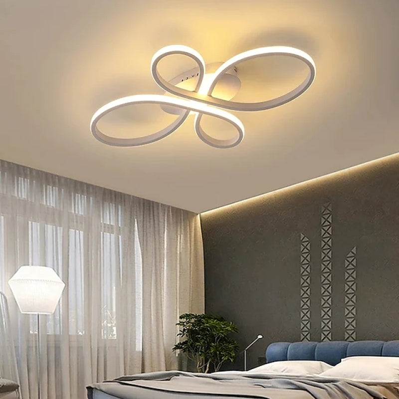 Rori Modern LED Multi Rings Flush Mount Ceiling Light, Brown/White-Neutral Decor