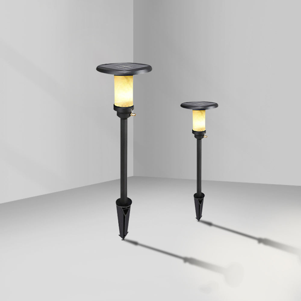 Dapetor Modern Metal/Marble Solor Outdoor Ground Light, Black