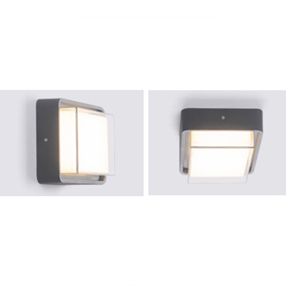 Jesutul Modern Flush Mount Ceiling Light, Metal/, Square/Round, Black/Brown