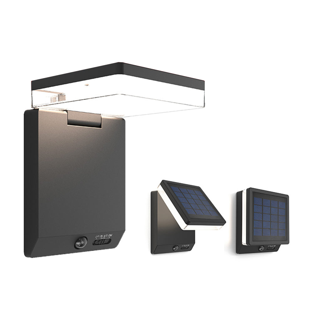 Zibekun Modern Minimalist Right-Angle Sensor Solar Waterproof Outdoor Wall Lamp, Black