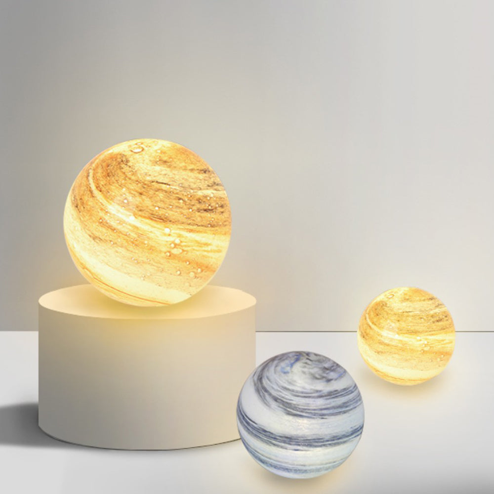 Lonogas Decorative Solar Planet Outdoor Ground Light, Milk Curry/Blue