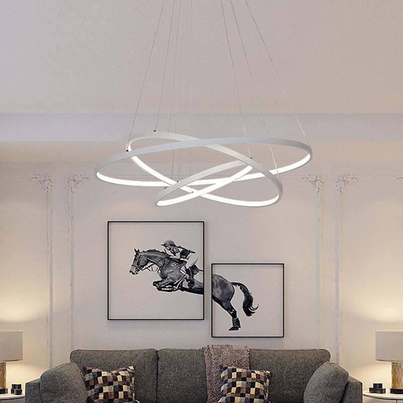 Toriq Pendant Light, Inner Ring Illuminated, White/Black/Gold-Neutral Decor