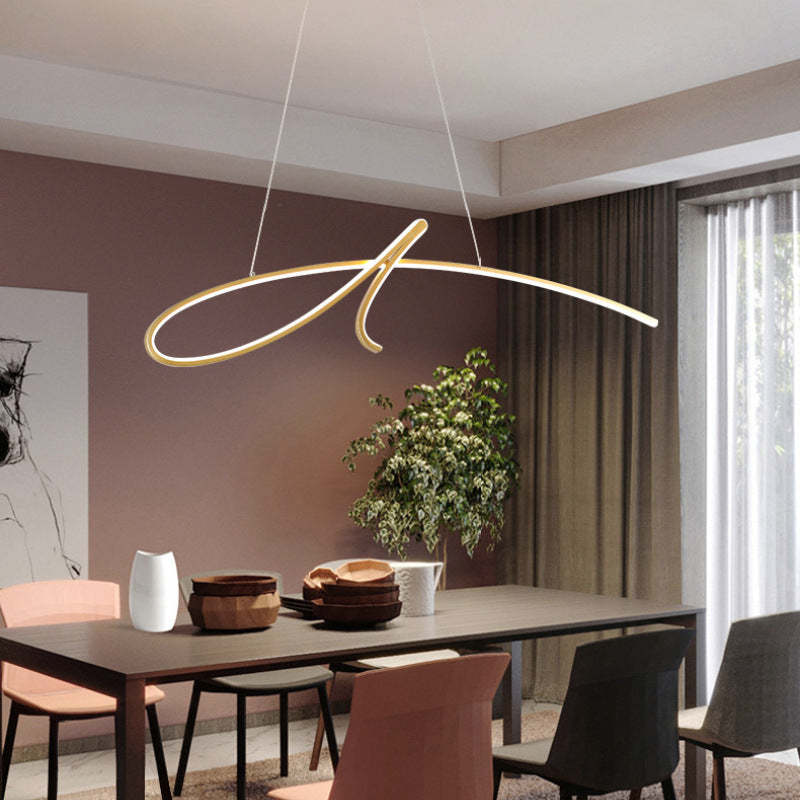 Fubunik Pendant Light Irregular-curved Modern, Metal, Black/Gold, Restaurant