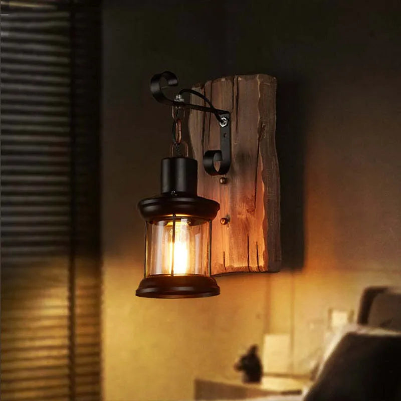 Nisovak Vintage Lantern Metal Classic Industrial Wall Lamp