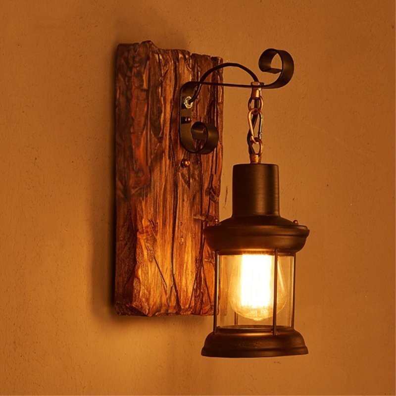 Nisovak Vintage Lantern Metal Classic Industrial Wall Lamp
