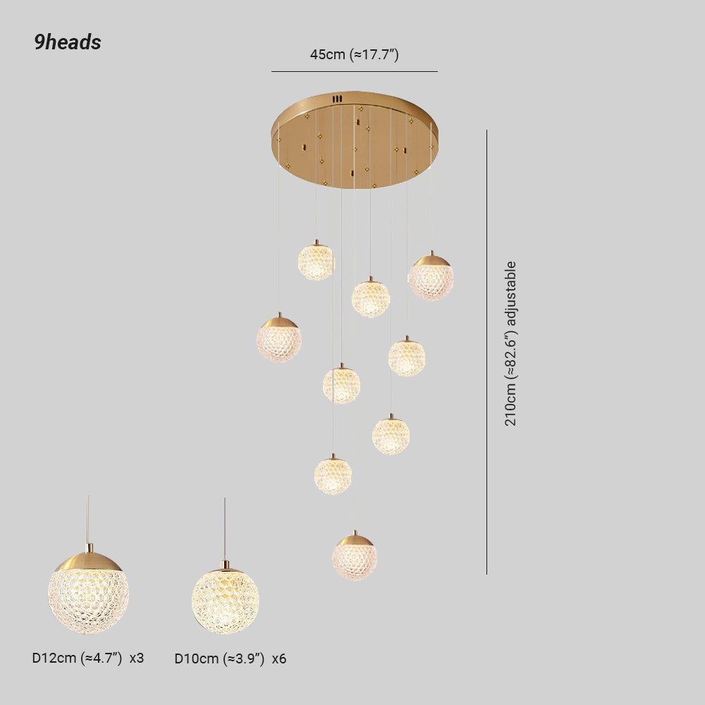 Cikakot Multi Staircase Modern Art Deco Pendant Light, Gold
