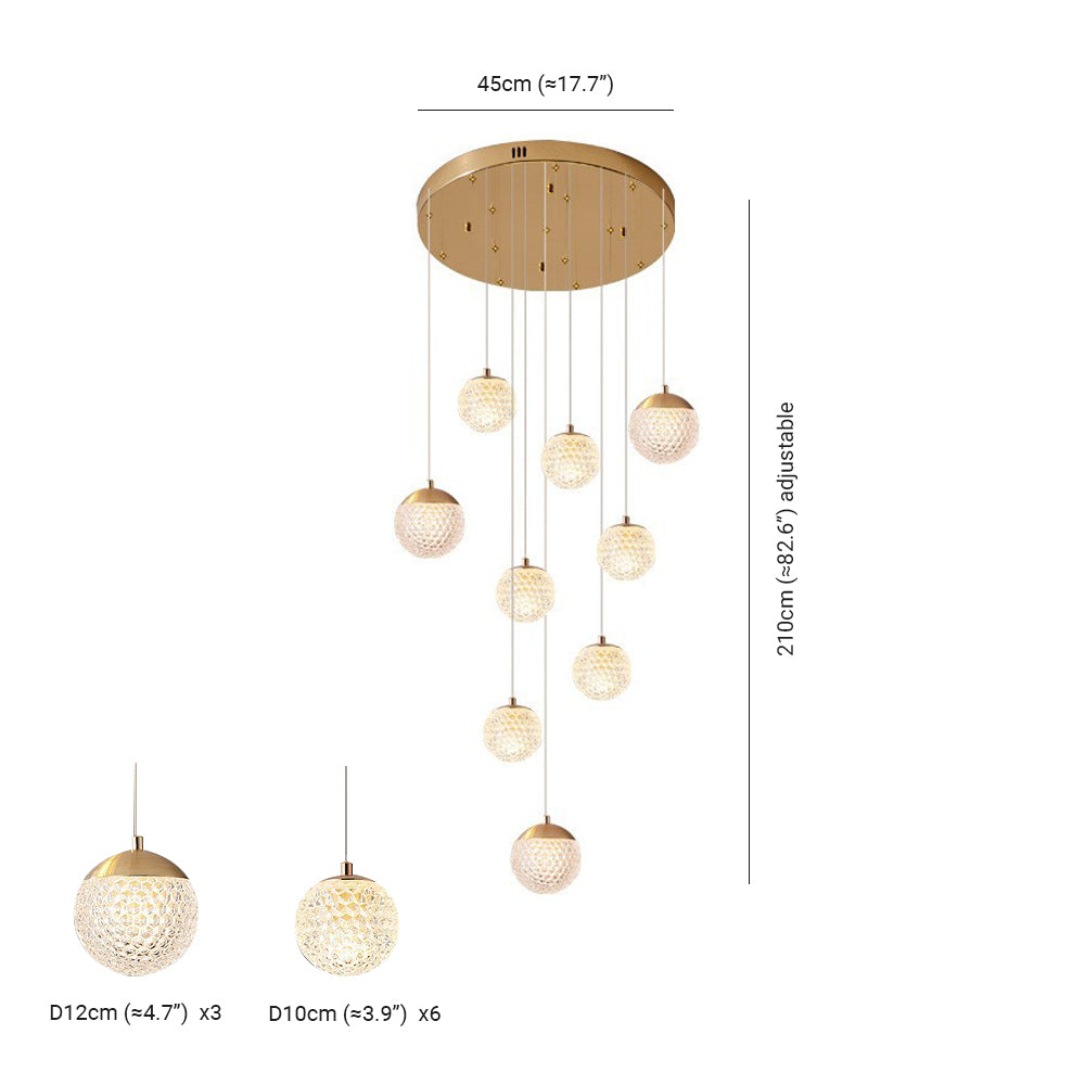 Cikakot Multi Staircase Modern Art Deco Pendant Light, Gold