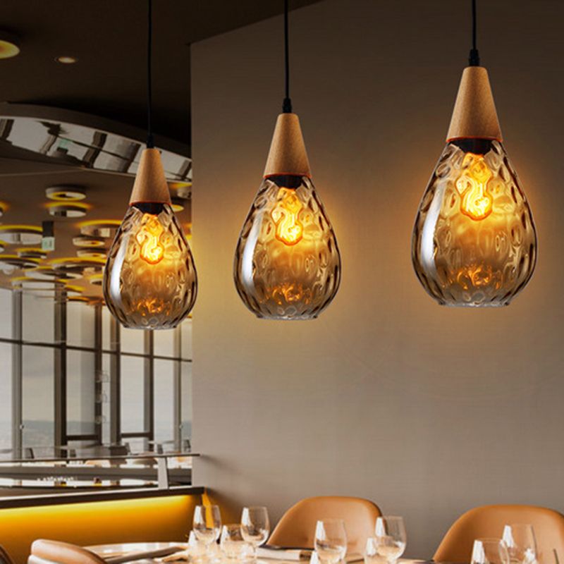 Alverin Pendant Light Glass Wood Amber-Neutral Decor