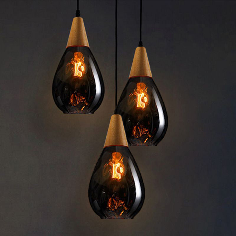 Alverin Pendant Light Glass Wood Amber-Neutral Decor