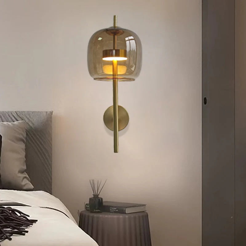 Humireti Modern Indoor Wall Lamp Metal Glass Bedroom
