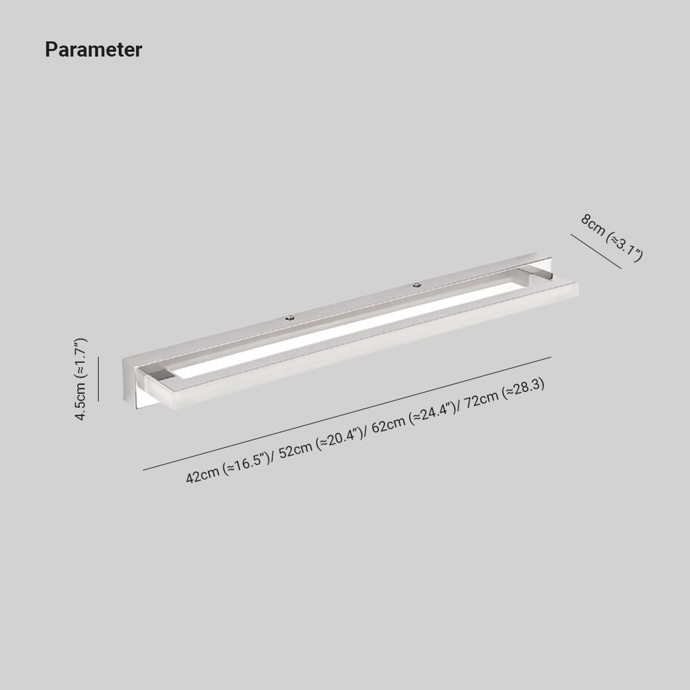 Lapunus Elegant Rectangular Mirror Front Vanity Sliver White Wall Light