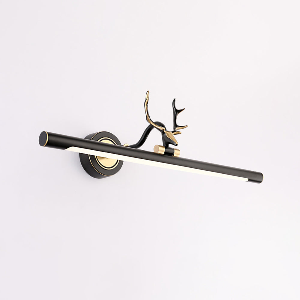 Wogudak Decorative Deer Mirror Front Vanity Wall Lamp, Black/Gold