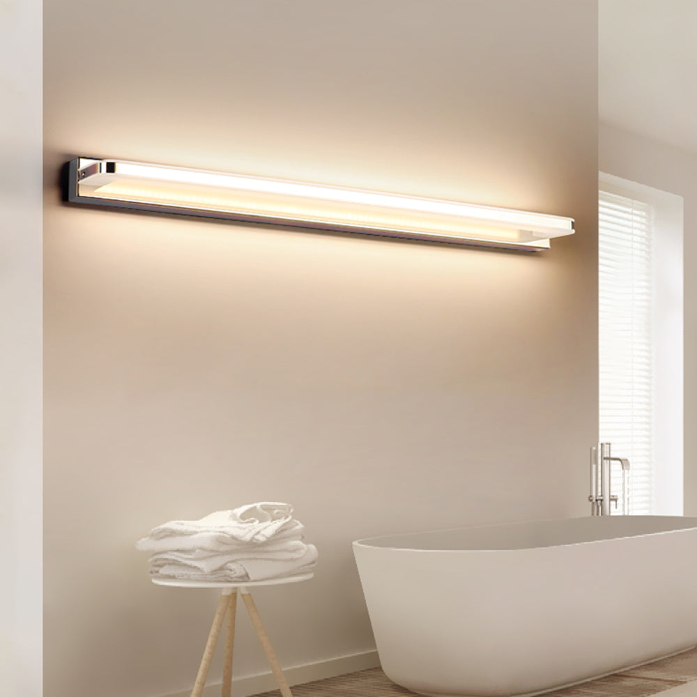 Vutemid Nordic Linear Metal Mirror Front Wall Lamp, Chrome/Black