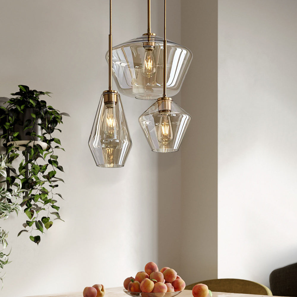 Virelo Pendant Light Glass Clear/Amber Diamond-Neutral Decor