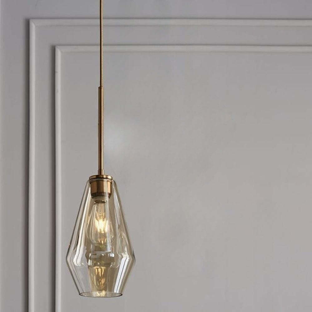 Virelo Pendant Light Glass Clear/Amber Diamond-Neutral Decor
