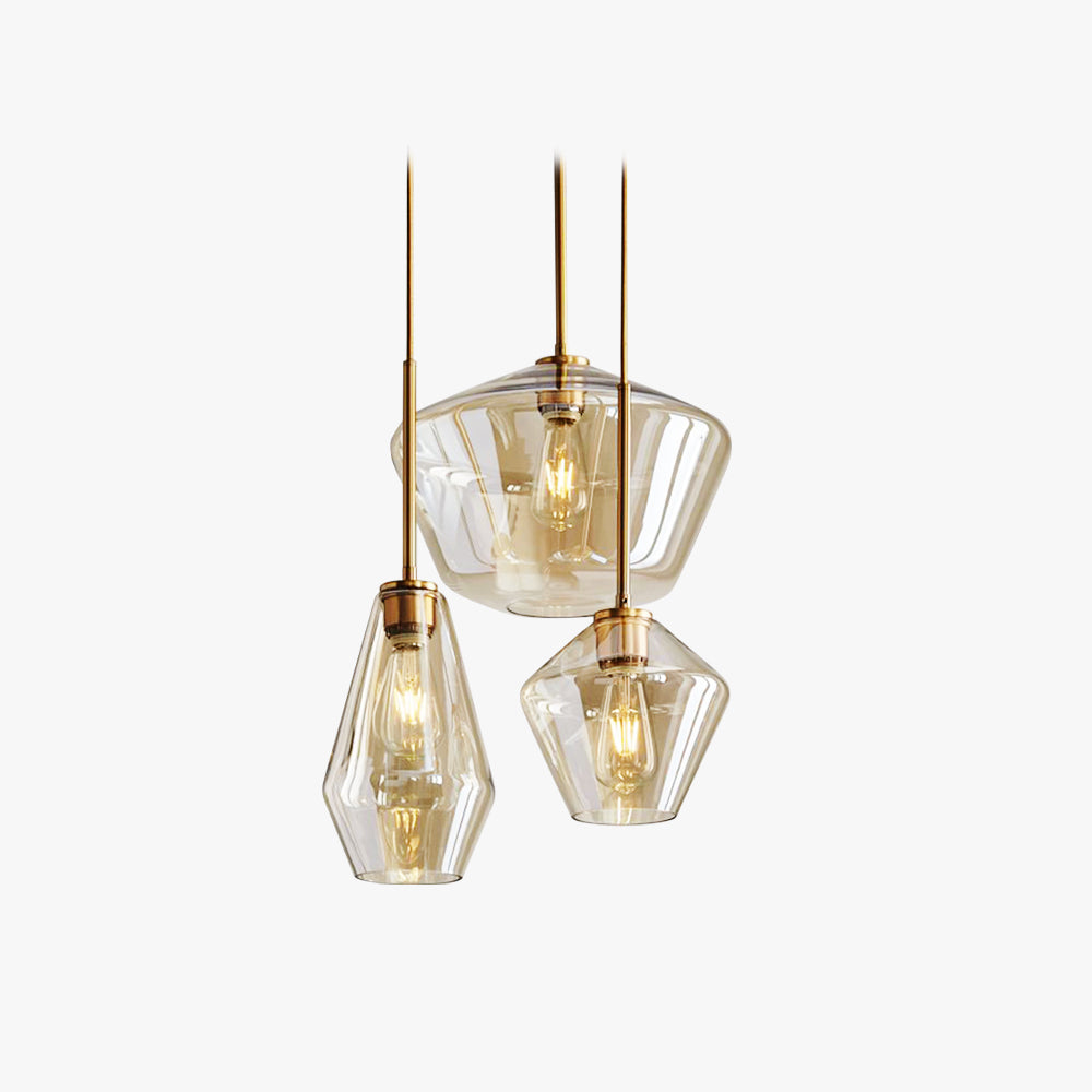 Virelo Pendant Light Glass Clear/Amber Diamond-Neutral Decor