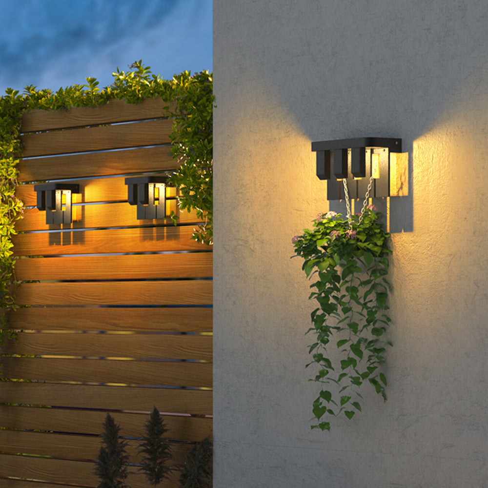 Sidilek Modern Minimallist Metal Solar Outdoor Garden/Yard Wall Lamp, Black