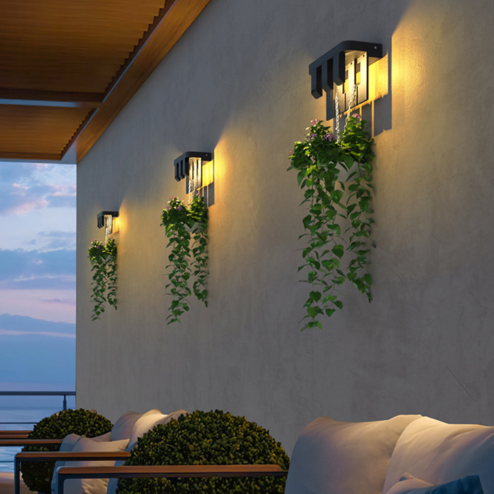 Sidilek Modern Minimallist Metal Solar Outdoor Garden/Yard Wall Lamp, Black