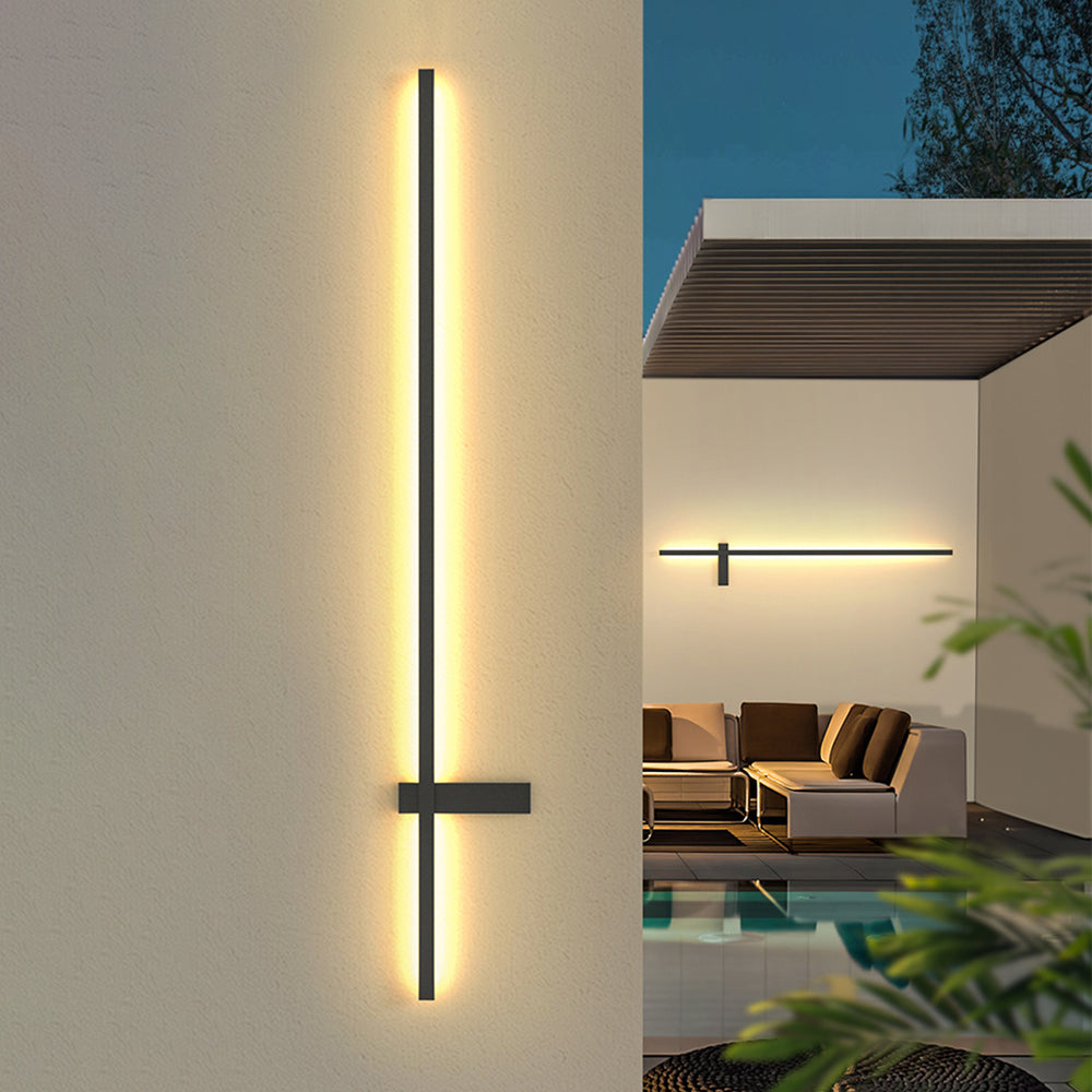 Letigot Minimalist Duo-Linear Outdoor Wall Lamp, Black