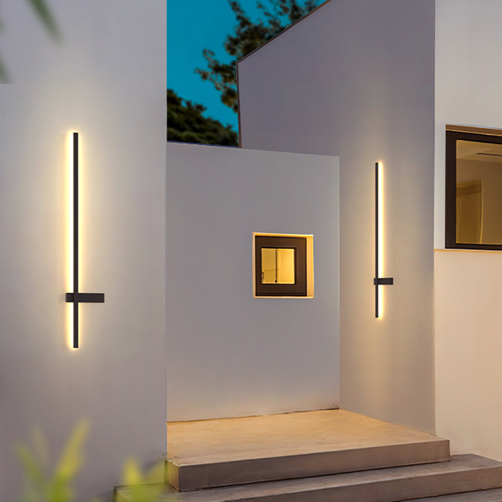Letigot Minimalist Duo-Linear Outdoor Wall Lamp, Black