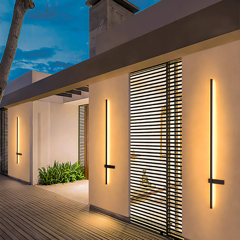 Letigot Minimalist Duo-Linear Outdoor Wall Lamp, Black