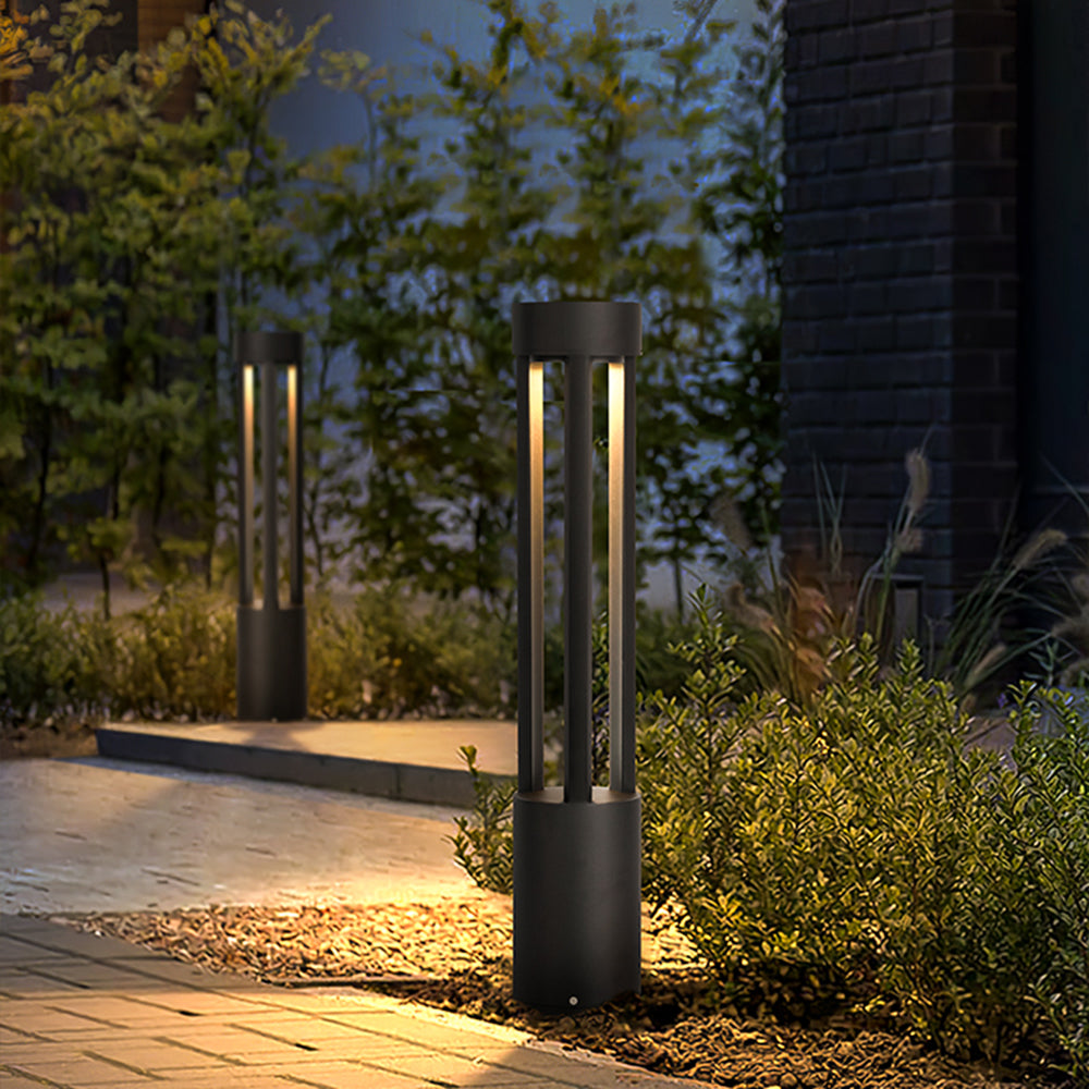 Fusumel Modern Cylindrical Hollow Outdoor Path Light, Black