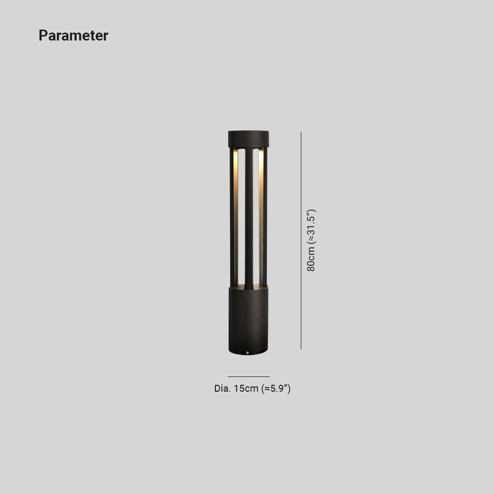 Fusumel Modern Cylindrical Hollow Outdoor Path Light, Black