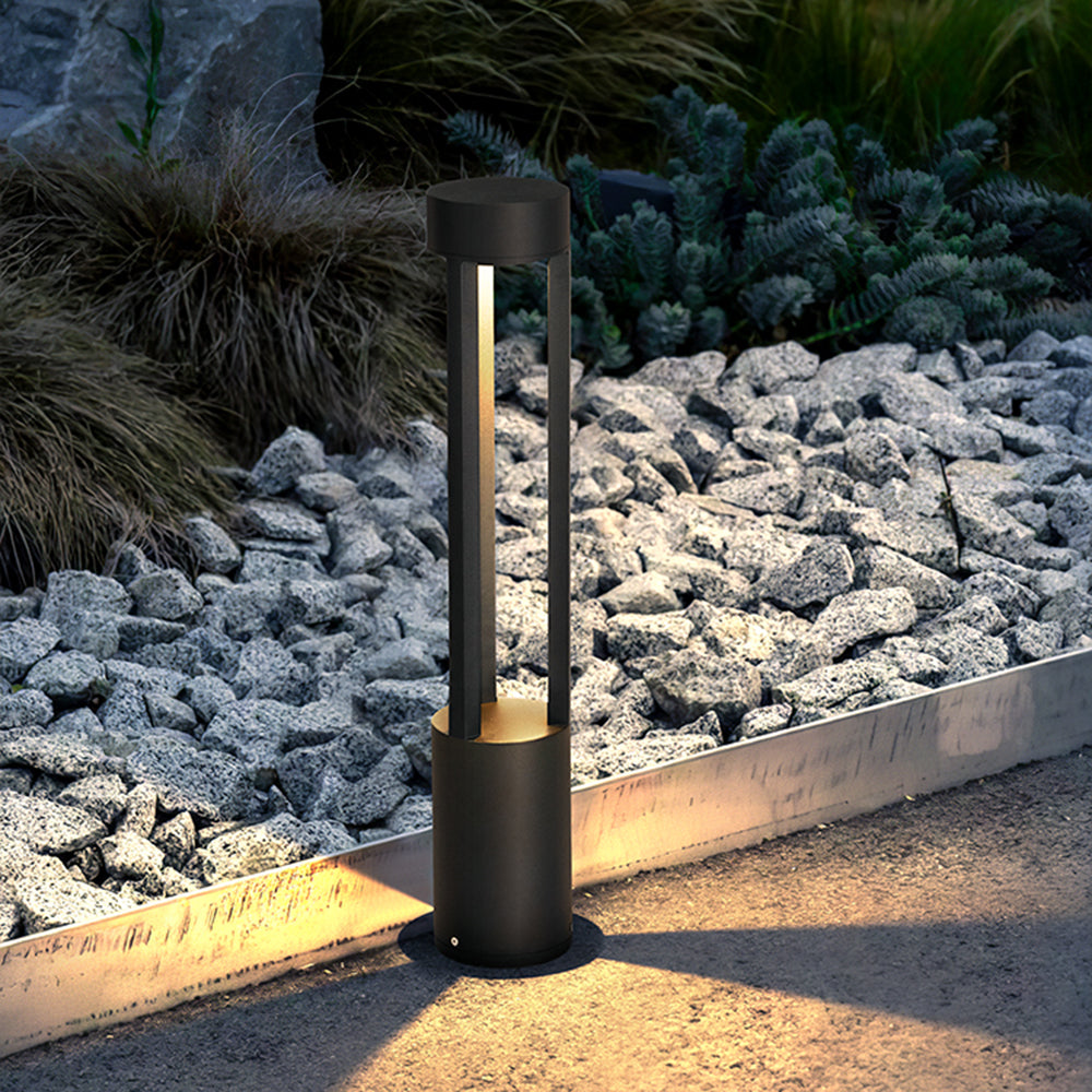 Fusumel Modern Cylindrical Hollow Outdoor Path Light, Black