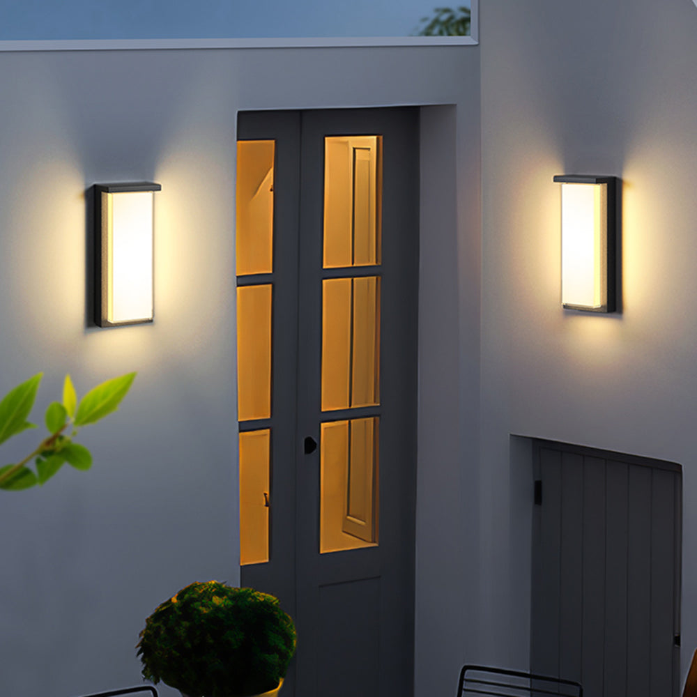 Rotabir Modern Minimalist Rectangular Metal Outdoor Wall Lamp, Black