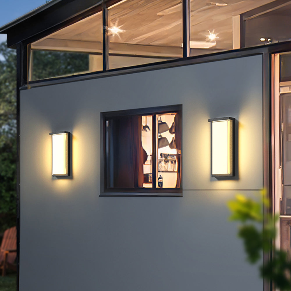 Rotabir Modern Minimalist Rectangular Metal Outdoor Wall Lamp, Black