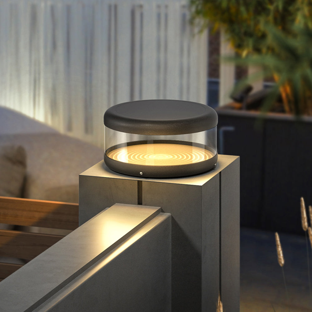 Bipanon Modern Cylinder Metal Solar Lamp Outdoor, Warm Light