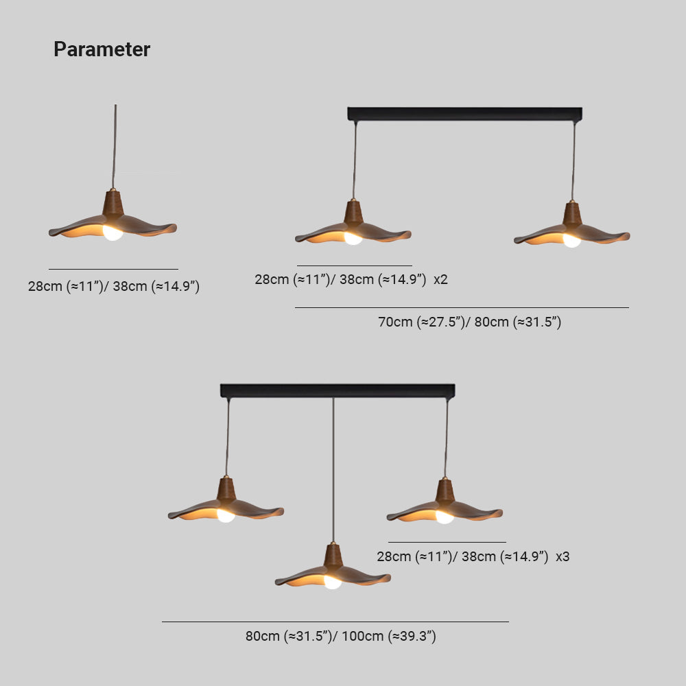 Civumil Pendant Light Wave Retro, Mahogany/Resin, Dining Room