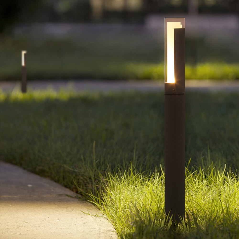 Tobovan Modern Rectangular Column Solar Outdoor Path Light, Black