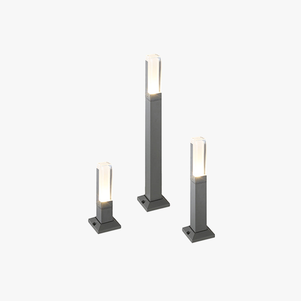 Tobovan Modern Rectangular Column Solar Outdoor Path Light, Black