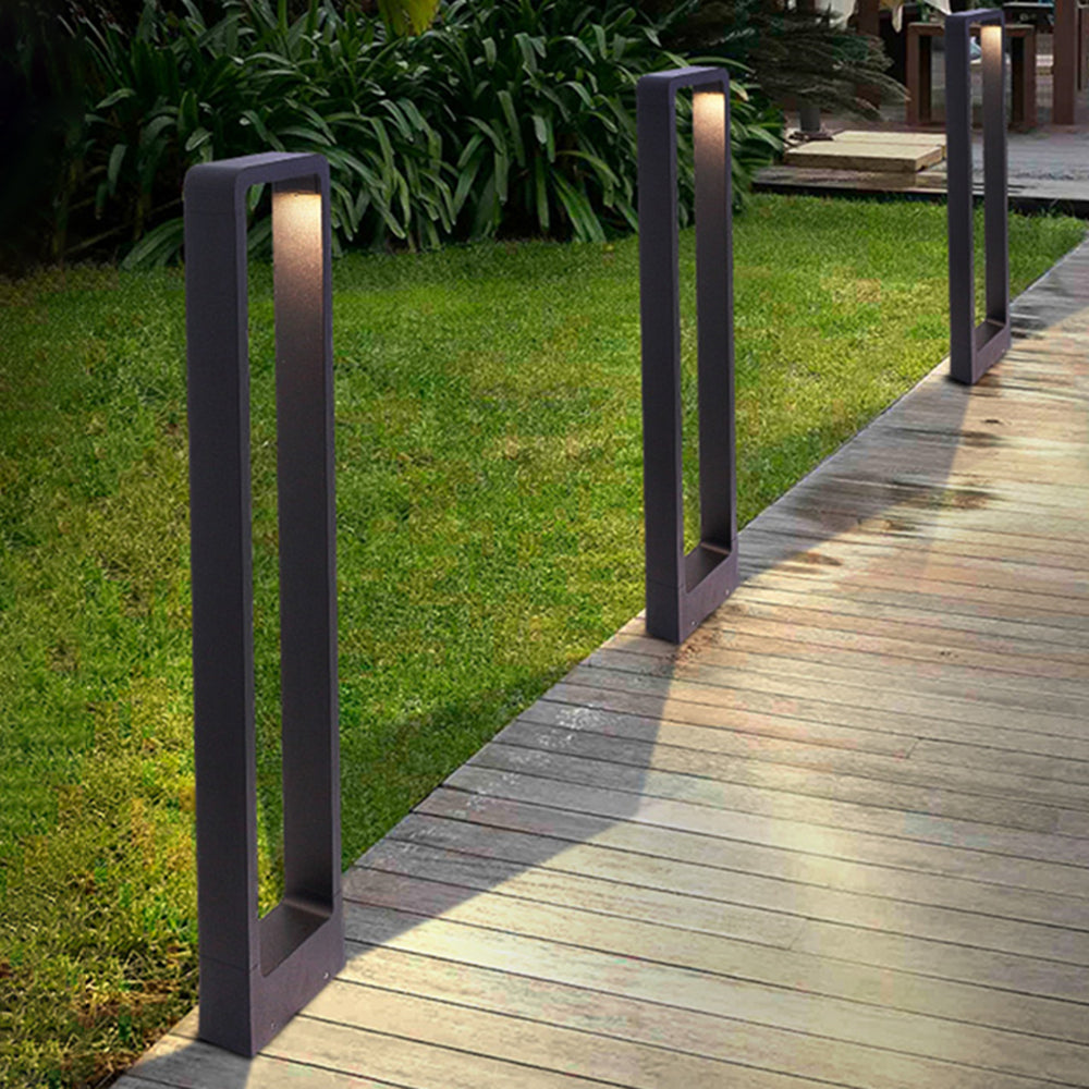 Dotagik Modern Metal Hollow Rectangle Outdoor Path Light, Black