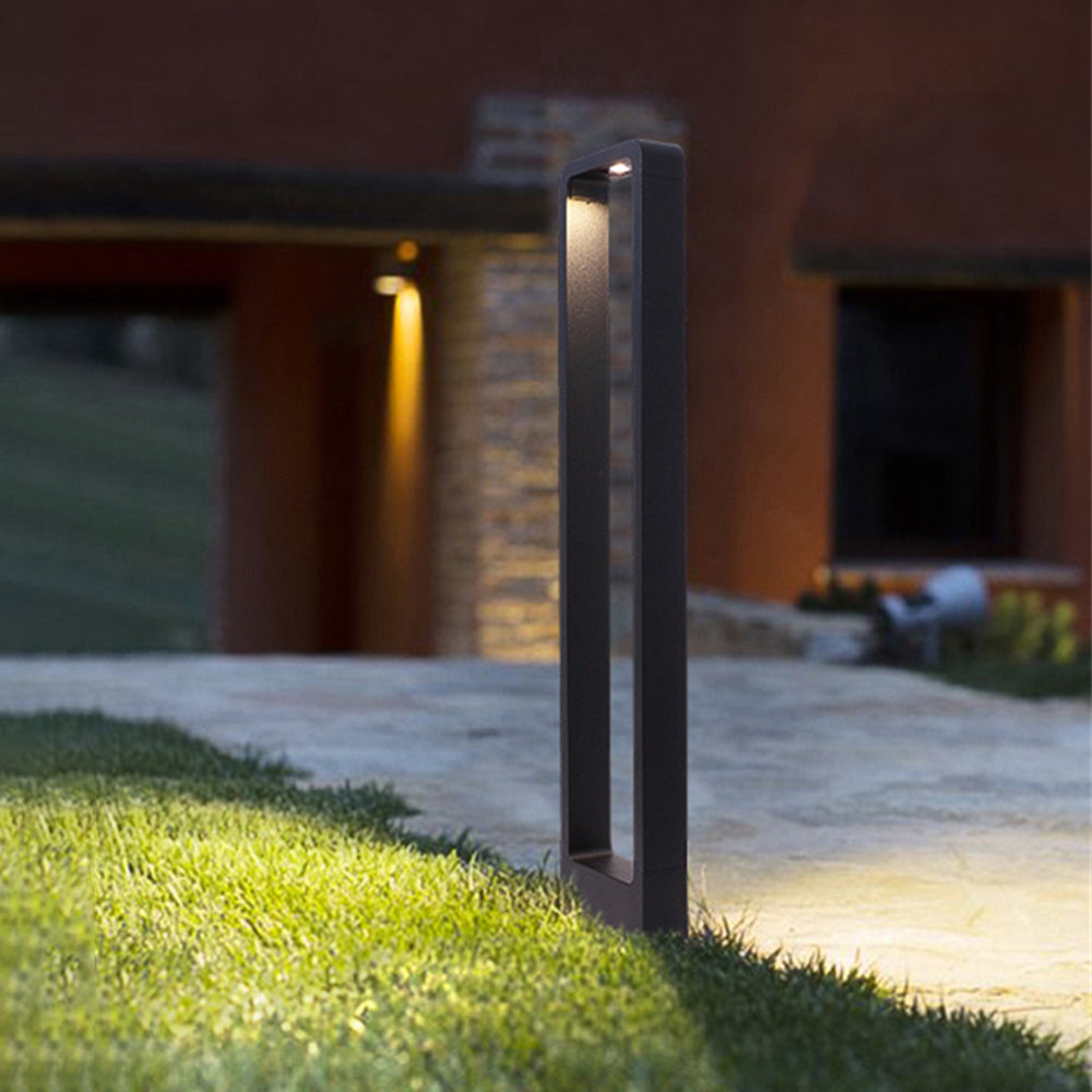 Dotagik Modern Metal Hollow Rectangle Outdoor Path Light, Black