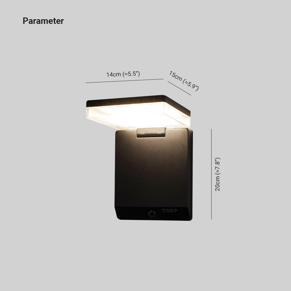 Zibekun Modern Minimalist Right-Angle Sensor Solar Waterproof Outdoor Wall Lamp, Black