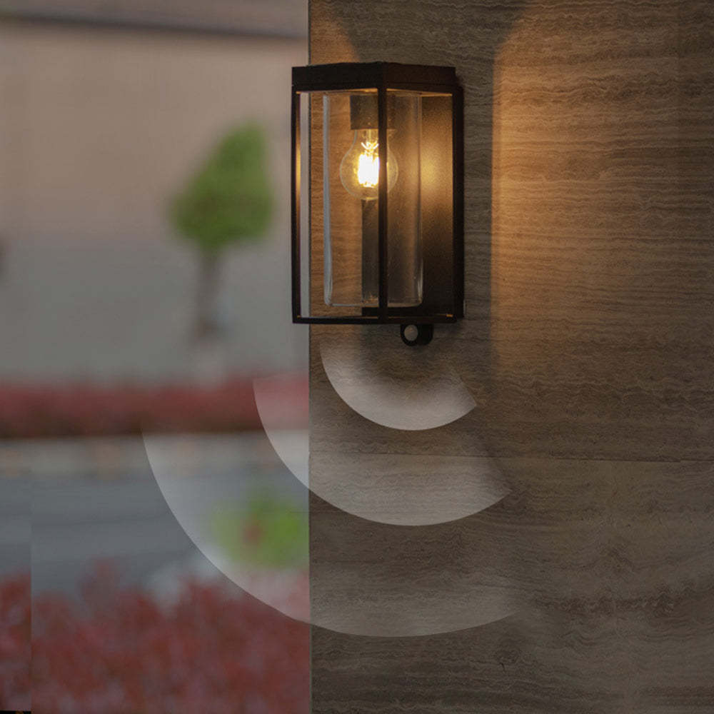 Fudidok Modern Rectangular Solar Waterproof Glass Outdoor Wall Lamp