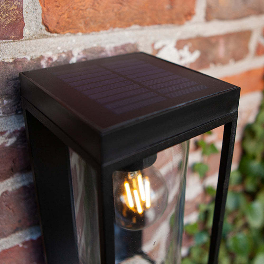Fudidok Modern Rectangular Solar Waterproof Glass Outdoor Wall Lamp