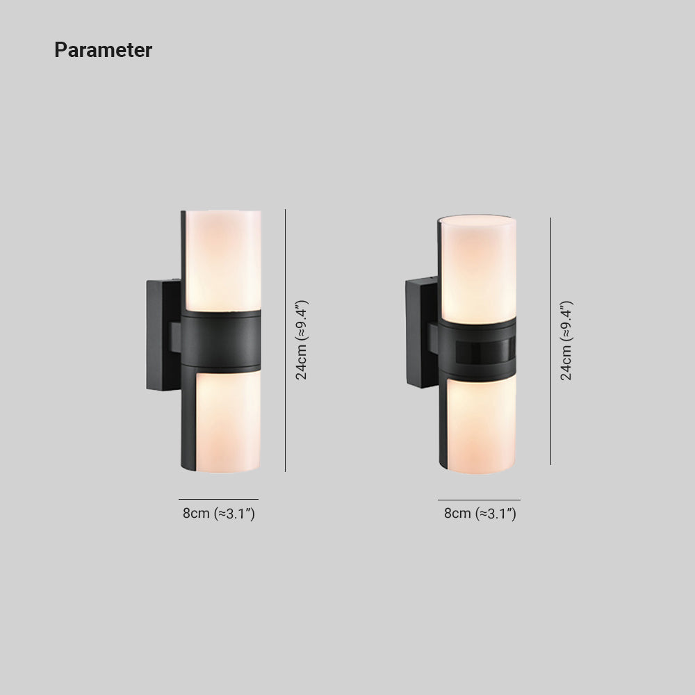 Fumarer Modern Cylindrical Metal/ Rotatable Outdoor Waterproof Wall Lamp, Black/White