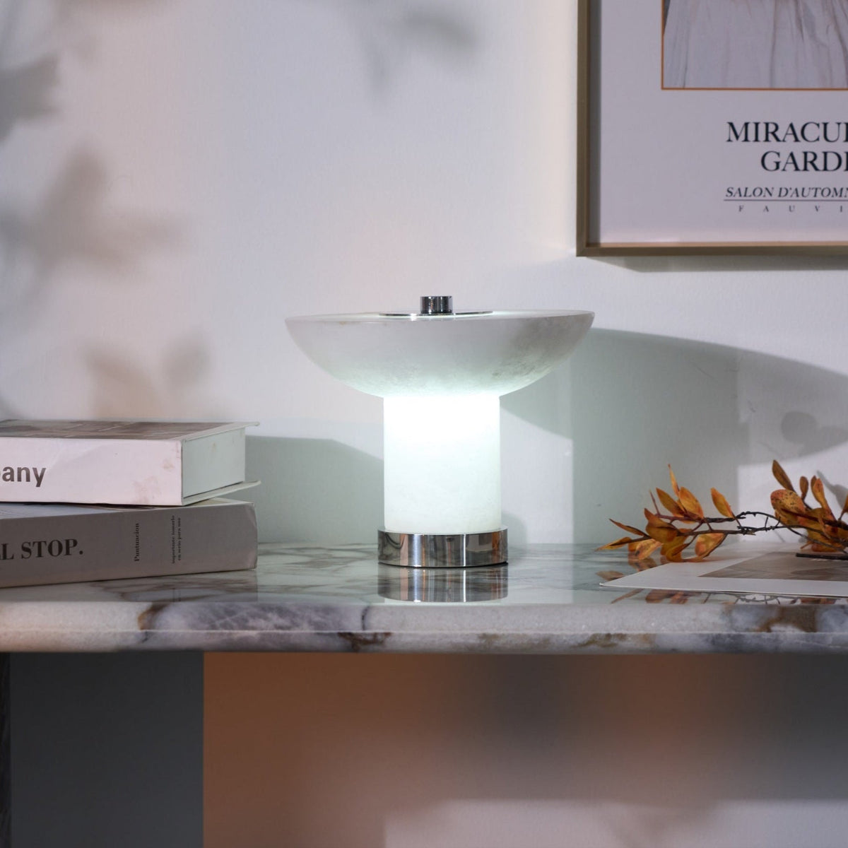 Eurnoran Mushroom Shaped Alabaster Table Lamp