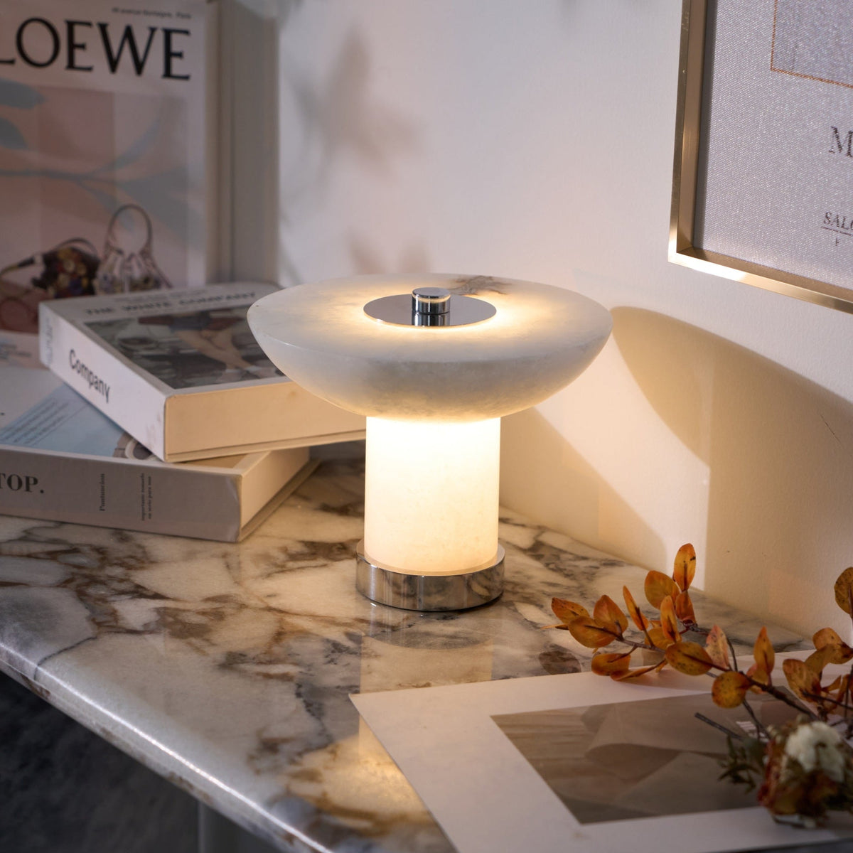 Eurnoran Mushroom Shaped Alabaster Table Lamp