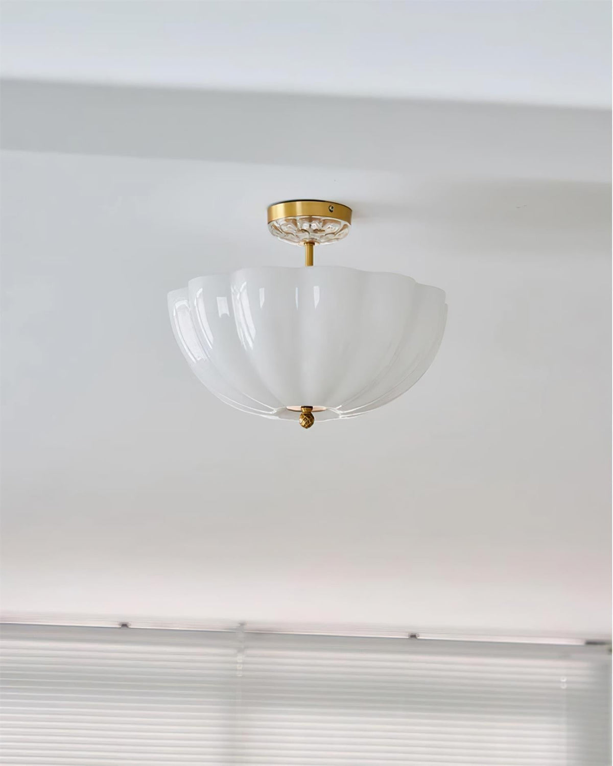 Cava Ceiling Light Brass and Glass with Elegant Petal Silhouette Modern