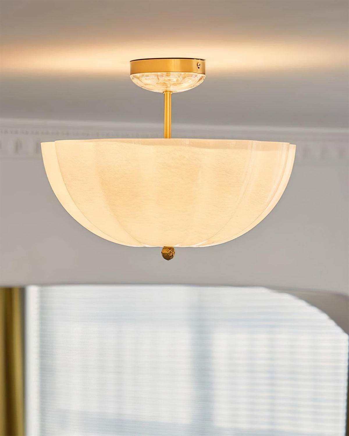 Cava Ceiling Light Brass and Glass with Elegant Petal Silhouette Modern