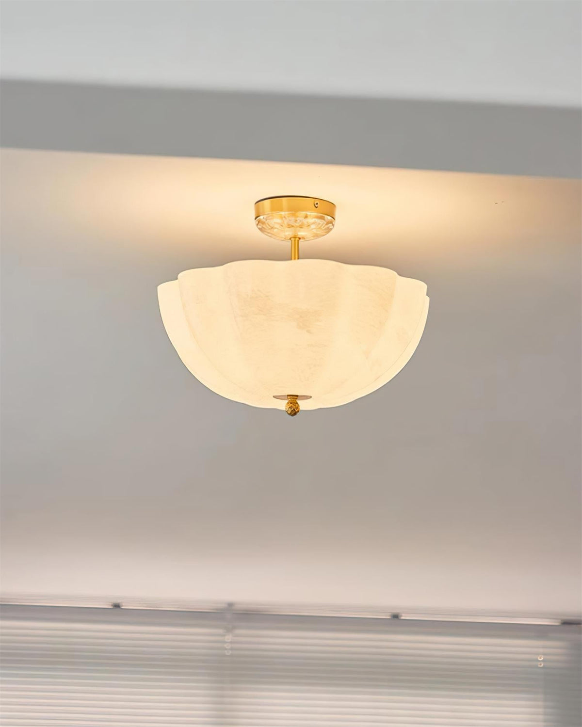 Cava Ceiling Light Brass and Glass with Elegant Petal Silhouette Modern