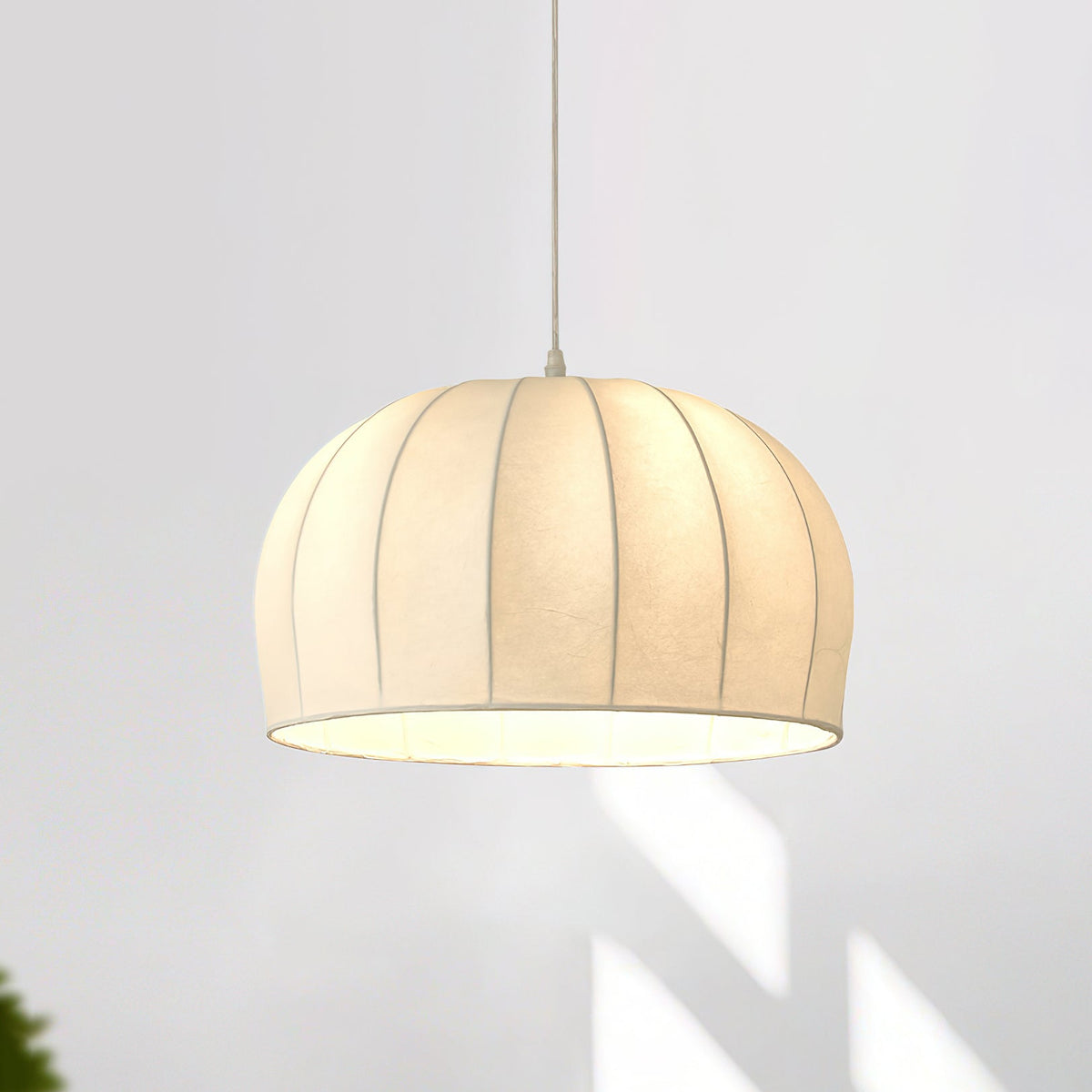 Fioeina White Fabric Dome Pendant Light
