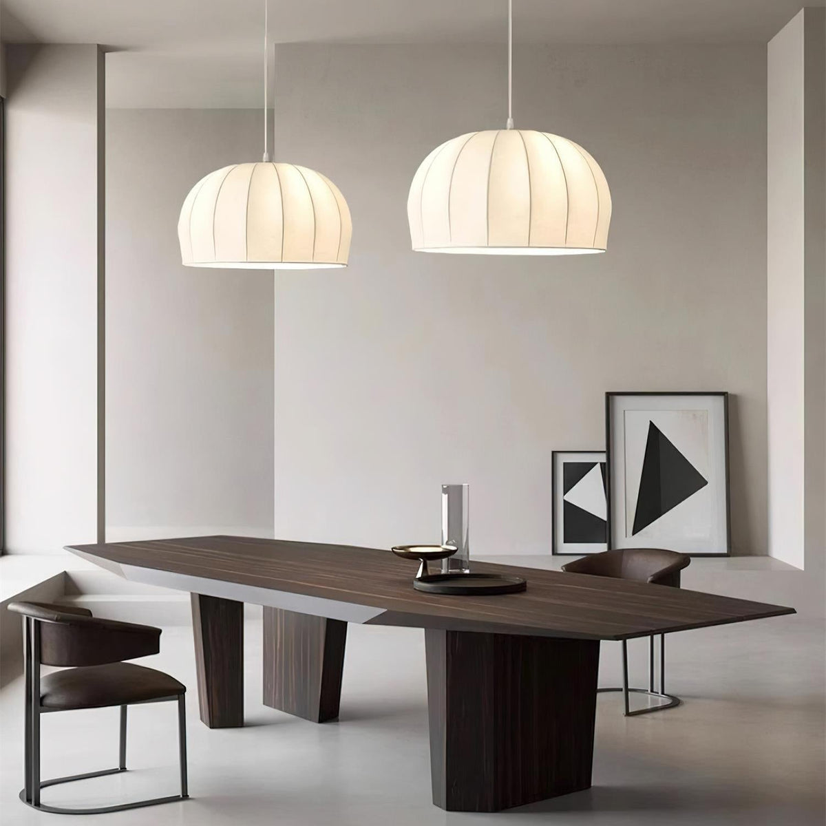 Fioeina White Fabric Dome Pendant Light
