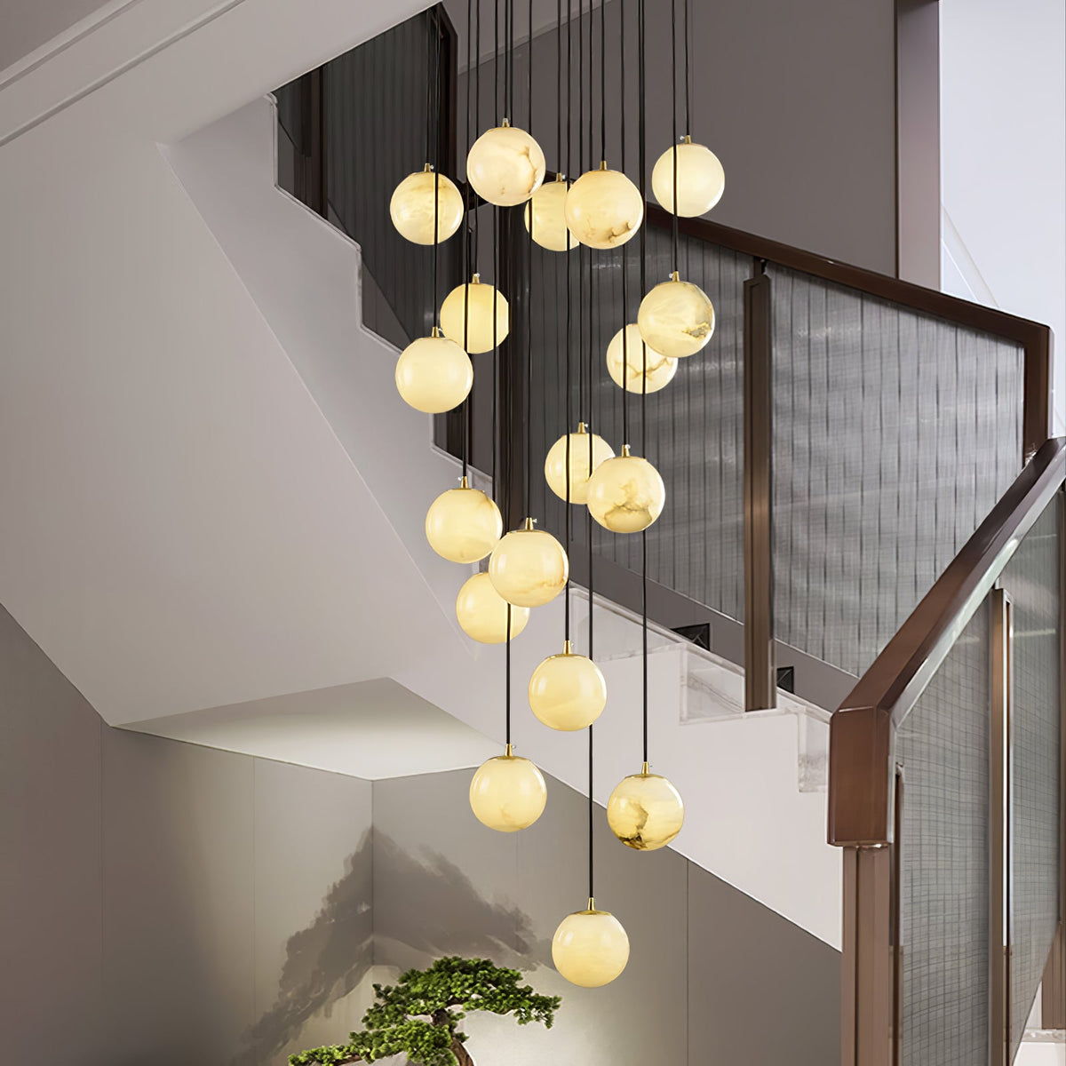 Belen Balls Modern Cluster Alabaster  Chandelier